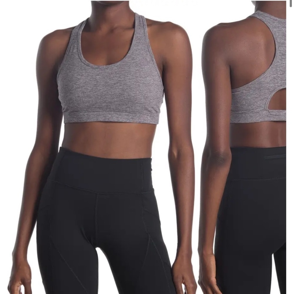 NWT X by Gottex Active Gray Racerback Cutout Sports Bra